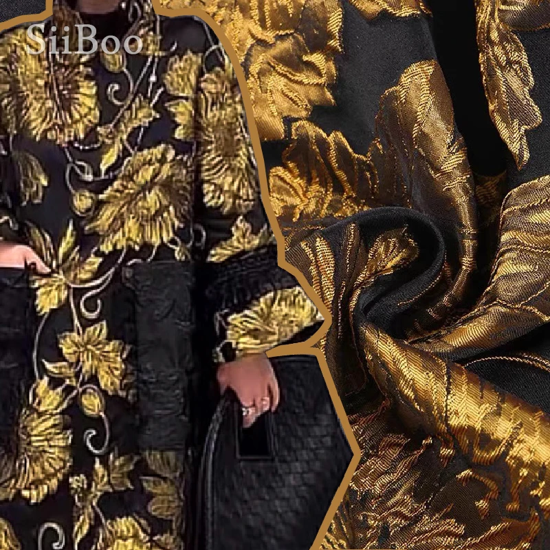 

Siiboo, Италия, лояльный стиль, Цветочный тиснение, жаккардовая ткань для женщин, платье, юбка, вечерняя одежда, золотистый металлик, DIY sp6649