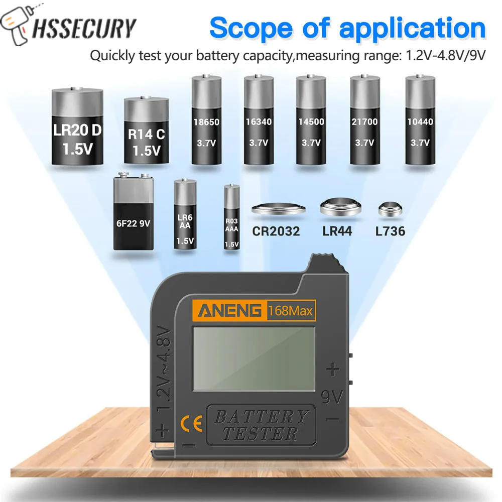 

168 Max Digital Lithium Battery Capacity Tester Capacity Diagnostic Checkered Load Display Check AAA AA 6F22 9V Button Cell Tool