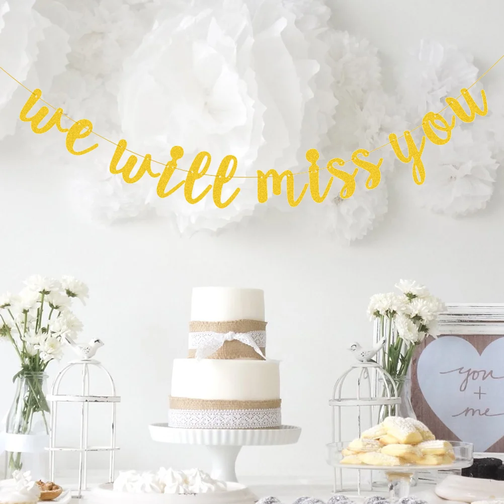 

1pc Golden Glitter Banner Retirement Party Banner Retirement Presents We Will Miss You Party Supplies Unique Retirement Gift