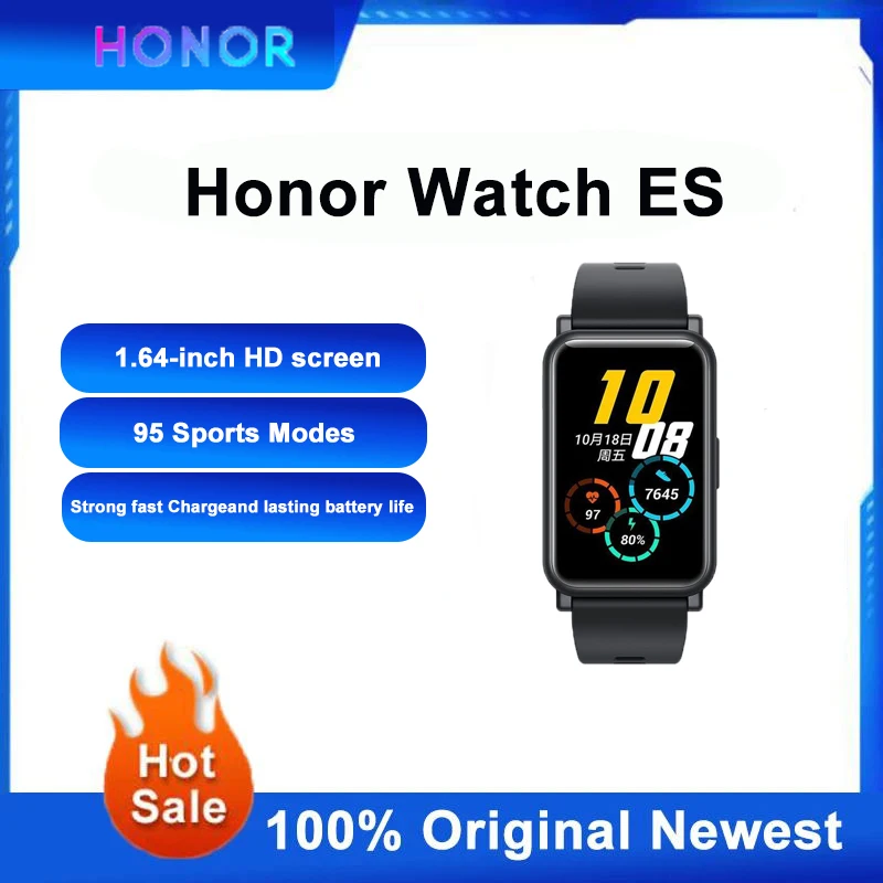 

Honor Watch ES Smart watch 1.64'' AMOLED Screen Oxygen Blood Hear Rate Monitor 10 Day Battery life Smartwatch Bluetooth 5ATM