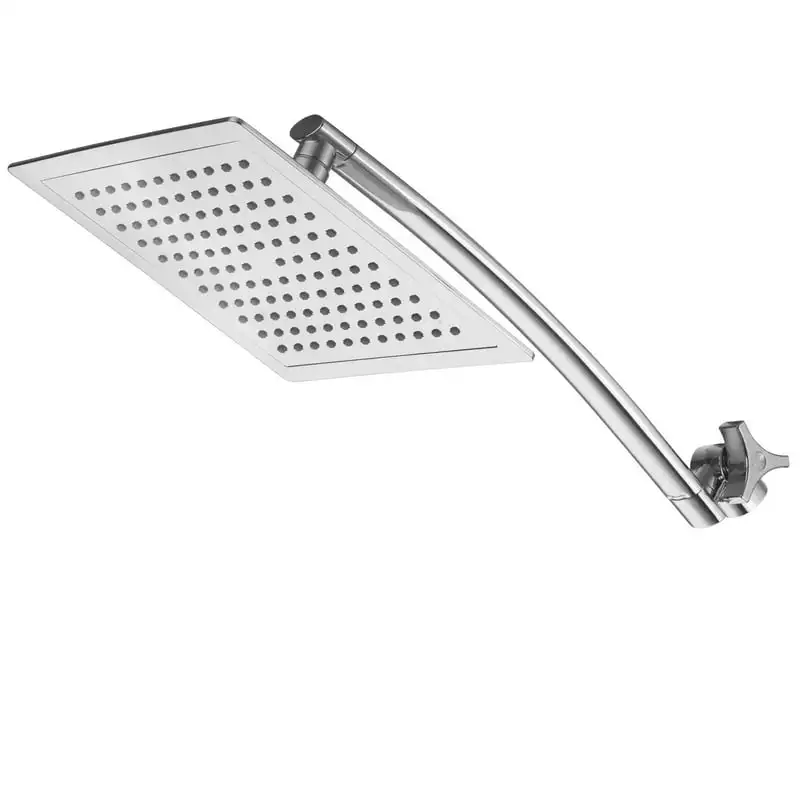 

Mega Size 9-inch Chrome Face Square Rainfall Shower Head with Arch Design 15-inch Stainless Steel Extension Arm, Chrome Ducha Ca