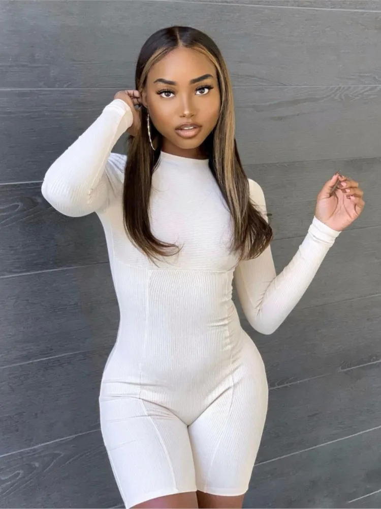 Трикотажный комбинезон с длинным рукавом женский шорты боди женская одежда для