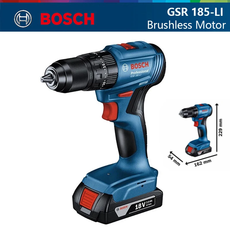 

Bosch Gsr 185-Li Original Brushless Cordless Drill 50 Nm Electric Screwdriver for Metal Wood Wall 18V Professional Power Tools