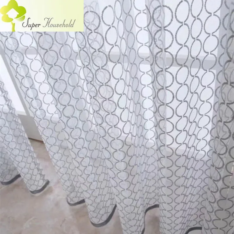 

Пасторальная вышитая Геометрическая белая вуаль для гостиной оконные шторы для спальни тюлевые оконные шторы/панели