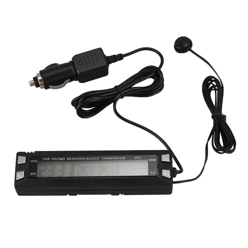 3 в 1 Автомобильный цифровой автоматический термометр Вольтметр Часы Вольт