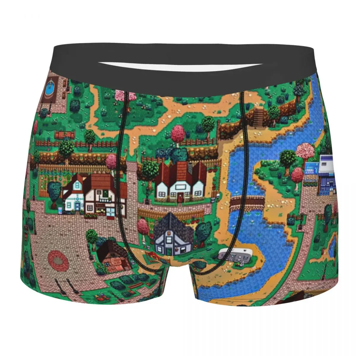 

Fashion Stardew Valley Town Map Boxers Shorts Underpants Male Stretch Video Games Briefs Underwear