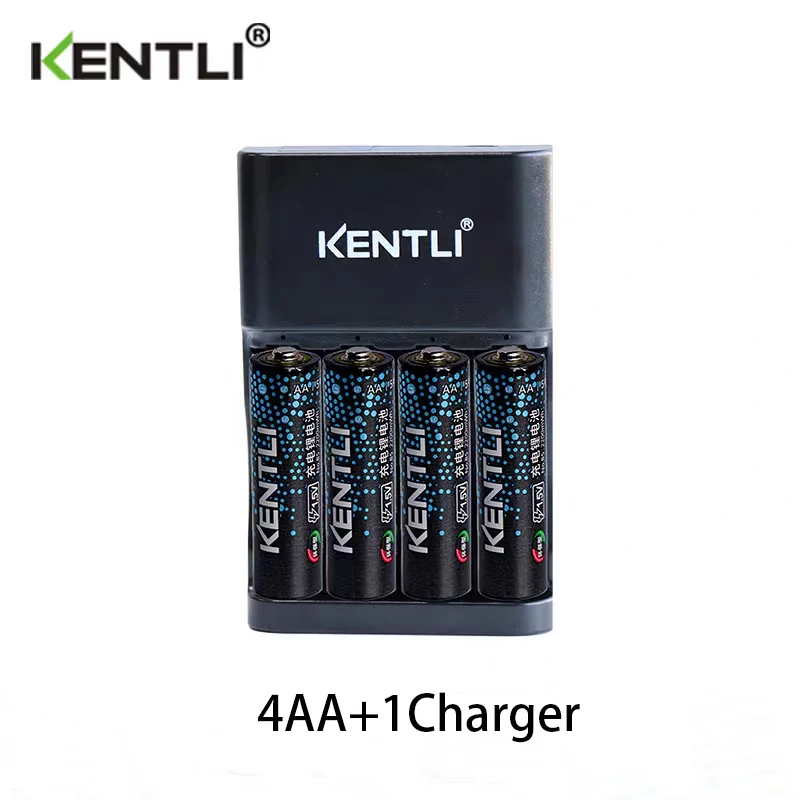 Фото Литий-ионные аккумуляторы KENTLI 1.5V 900/3200мВтч (типа ААА) для микрофонов, электрических игрушек, беспроводных мышей и зарядное устройство для АА/ААА батареек №2