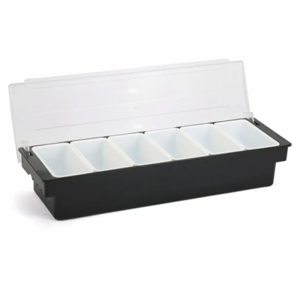 

Приправы лоток Диспенсера для 6-отсека фруктов Сторона блюдо и приправа фрукты Caddy бар кухонные ингредиенты держатель