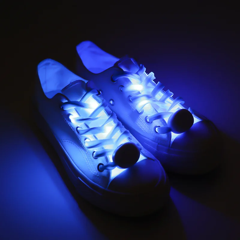 LED Shoe Laces Luminous Shoelaces Batteries Glow Shoe Strings Round Flash Light Shoelaces No Tie Lazy Shoe Laces Party Decor