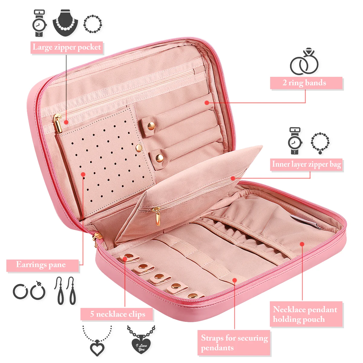 Jewelry Organizer Travel Box Boxes Necklace Case Smallwomen Jewlery Holder 