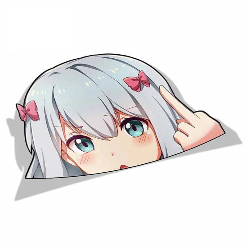 

1 шт. 13 см x 8,2 см мультяшная Автомобильная наклейка для Izumi Sagiri Eromanga Sensei Peek Big Head Anime Vinyl JDM Window наклейка на багажник