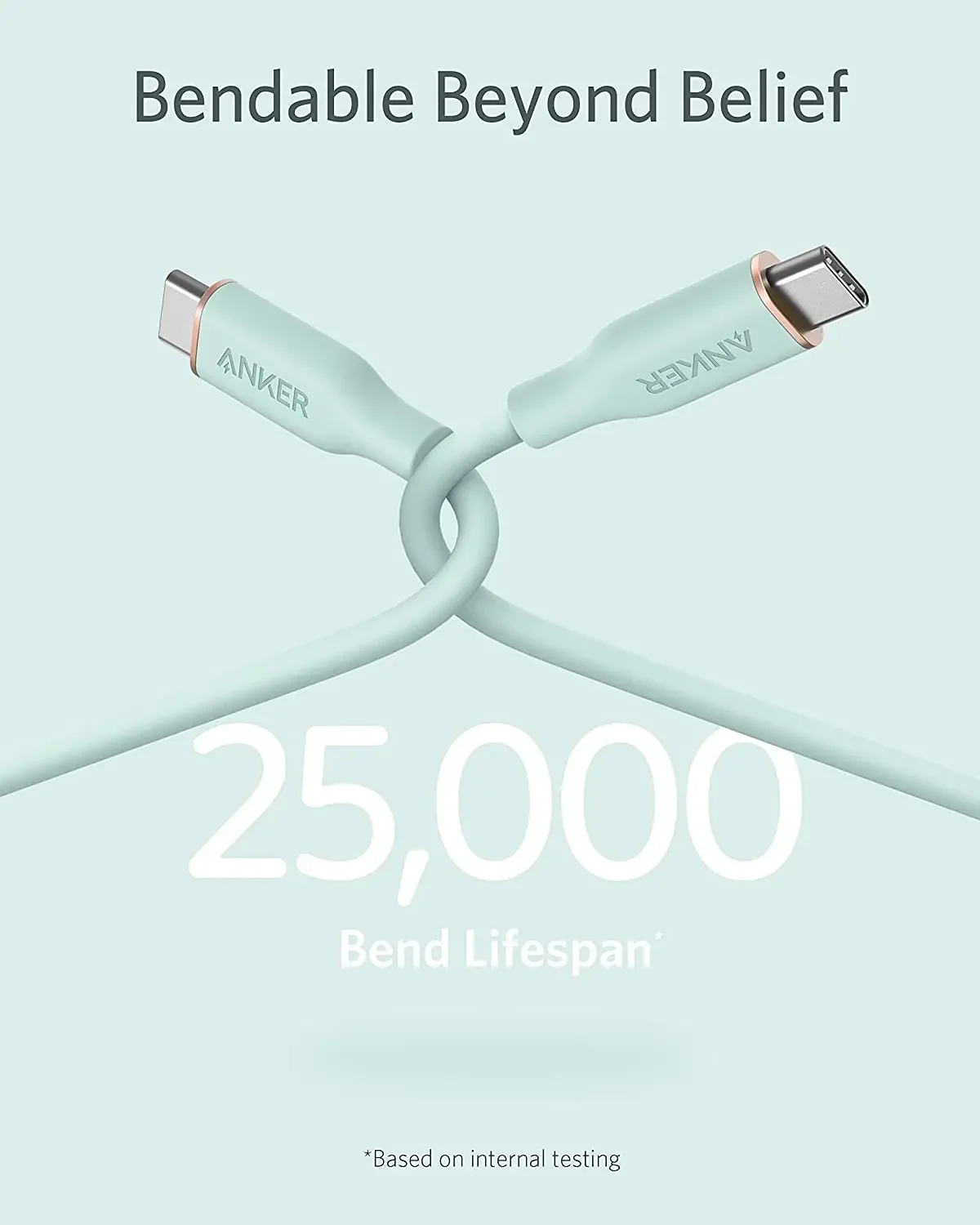 Фото Anker 643 Powerline III Flow, кабель USB C — USB C 100 Вт, 3 фута, зарядный кабель типа C для быстрой зарядки (силикон) №4