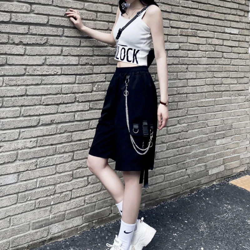 Шорты-карго Женские Мешковатые в стиле Харадзюку повседневные Модные уличные