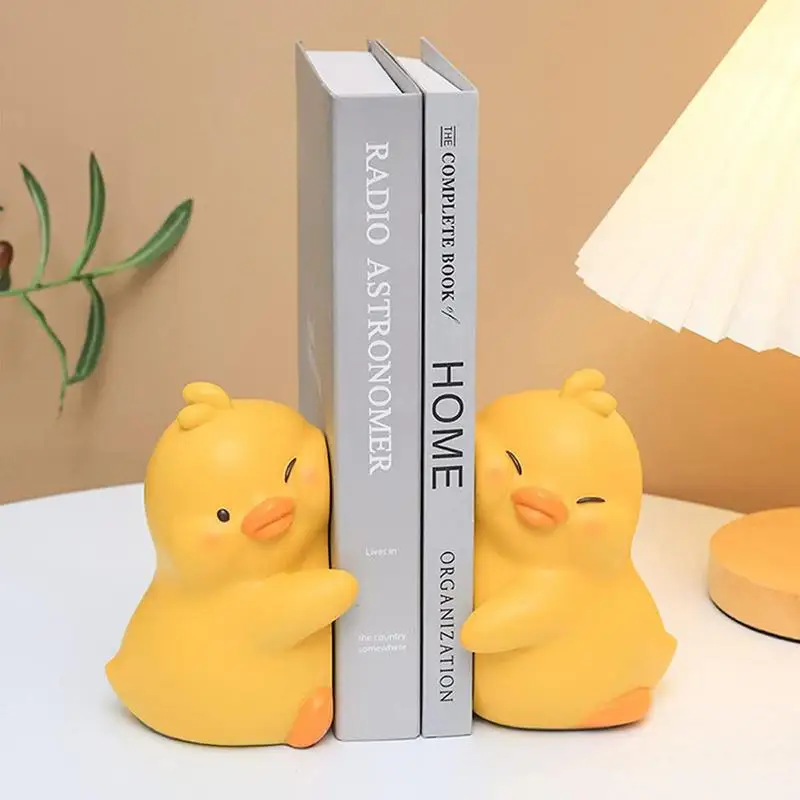 

Cute Hug Ducks Decorative Bookends Cartoon Animal Shaped Bookends Resin Book Stopper For Home Office Desk Bookshelf Decoration