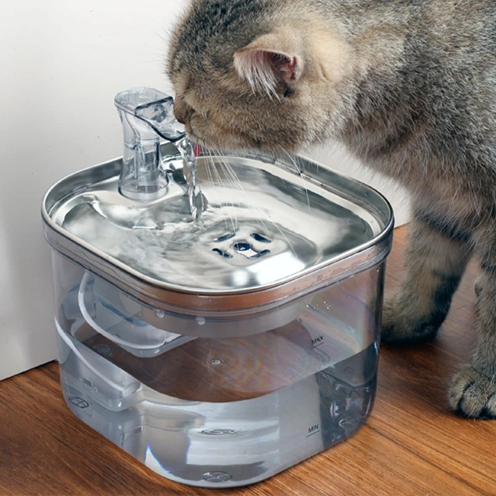 

68oz/2L Cat Water Fountain Clear USB Powered Large Capacity With Filter Home Adjustable 3 Modes Indoor Pet Supplies Intelligent