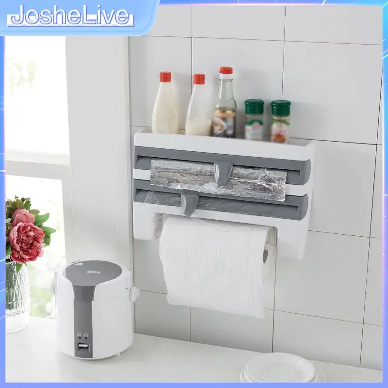 

Настенный резак для холодильника, двухслойный держатель для хранения оловянной фольги, бумажных полотенец