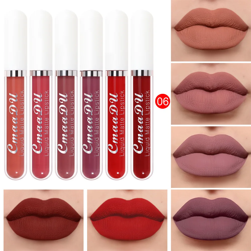 

6 Colors/Box Matte Velvet Lip Glaze Set Sexy Waterproof Lasting Moisturizing Non-Stick Cup Lip Gloss Red Lipstick Beauty Makeup