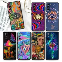 phone case for samsung galaxy s22 s7 s8 s9 s10e s21 s20 fe plus ultra 5g soft silicone case cover psychedelic mushroom paintings
