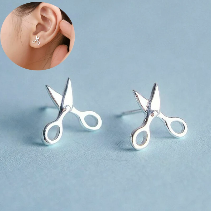 

Scissor Stud Earrings Fashion Mini Sterling Silver Women Girls Jewellery UK