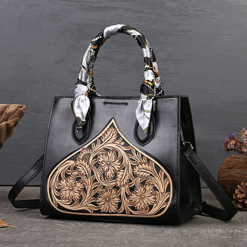 

EUMOAN Original female leather bag high-end leather carven handbag national wind bump color single shoulder bag head layer cowh