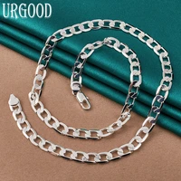 925 sterling silver 1618202224 inches 8mm charm side chain necklace for women men party engagement wedding fashion jewelry