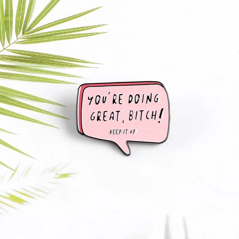 

You Are Doing Great Enamel pin Inspirational Text Box Quote Slogan Rectangle Pink Jewelry Badge Brooches pins For Friends