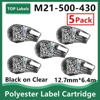 1~5PK Replacement M21-500-430 Polyester Ribbon Cartridges Maker Film Sticks for Labeller,Handheld Label Printer,Black on Clear
