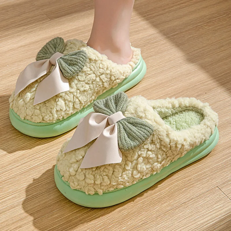  AiSmiling face Cotton Slippers Winter Home Indoor Cotton Shoes  Velvet Thermal Non-Slip Couple Slippers : Everything Else