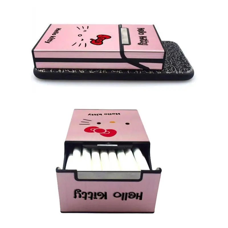 

Сигарета Hello Kitty, оригинальная Портативная сумка из алюминиевого сплава с автоматической откидной крышкой и изображением мультяшного аниме...