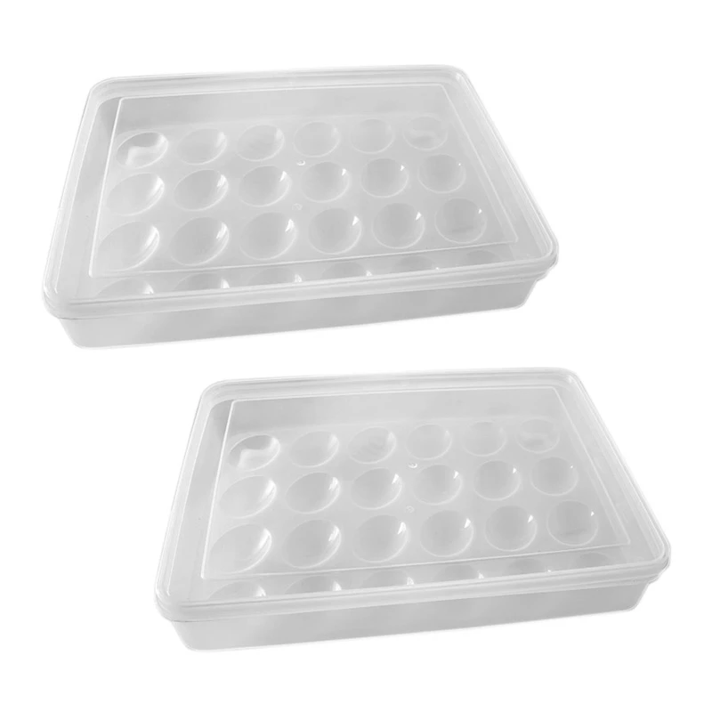 

2X Egg Holder For Refrigerator, With Lid Fridge Egg Storage Stackable Plastic Egg Containers, 24 Egg Tray