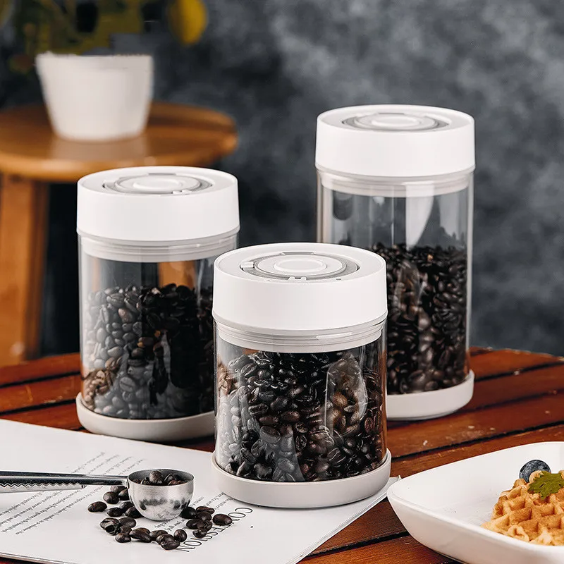 

Electric Vacuum Sealed Jar Coffee Bean Glass Container Kitchen Snacks Tea Food Moisture-proof Mildew-proof Exhaust Storage