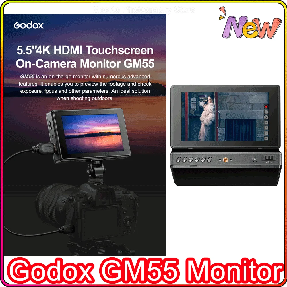 

Монитор Godox GM55 4K 5,5 дюйма, DSLR 3D LUT, сенсорный экран IPS FHD 1920x1080, видео 4K HDMI, полевой монитор Dslr