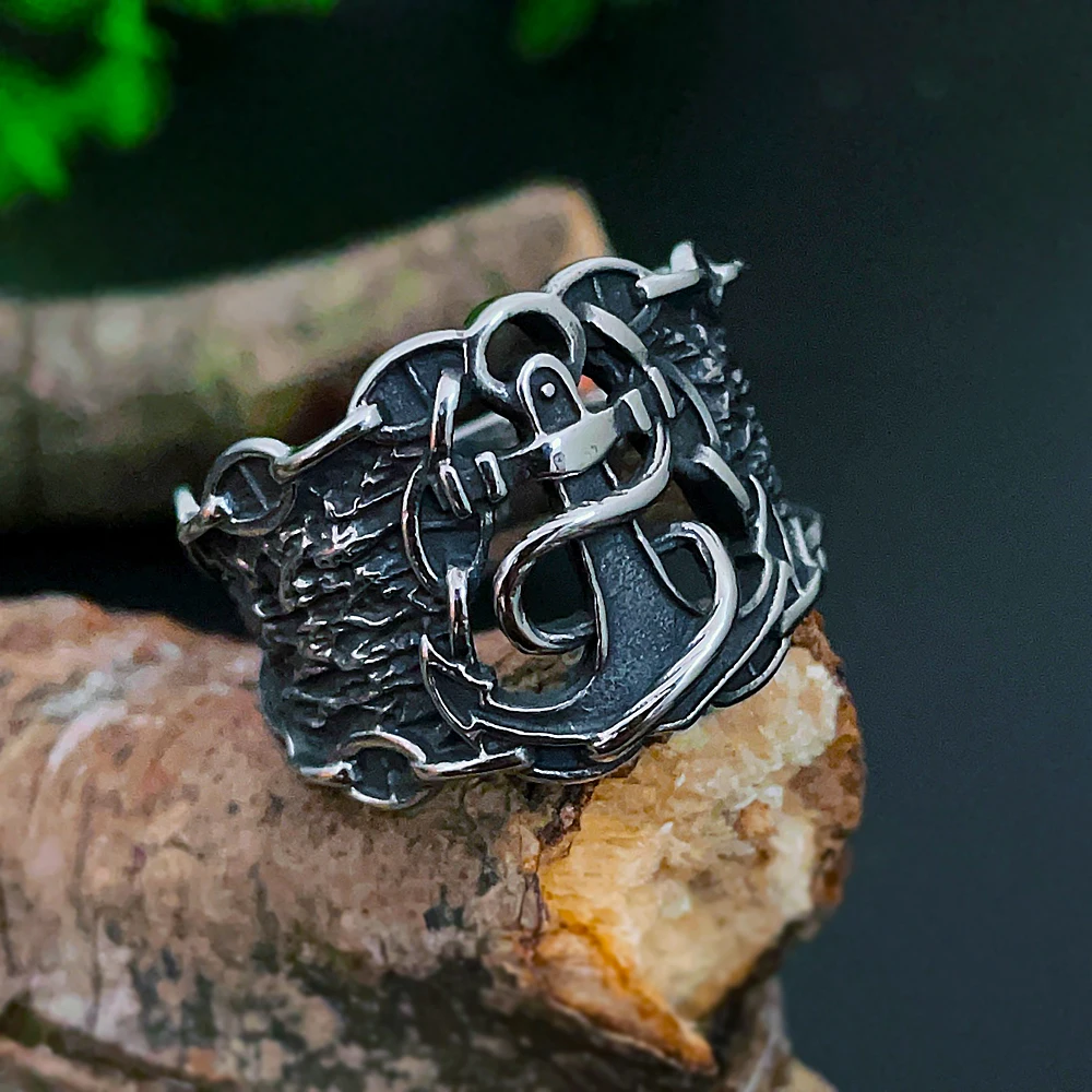 Nordic Viking Anchor Ring Stainless Steel Viking Ring For Men Boy Biker Punk Fashion Amulet Vintage Accessories Dropshipping