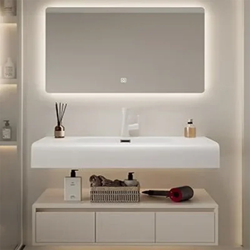 Шкаф для хранения в ванной комнате зеркало с двойной раковиной напольные