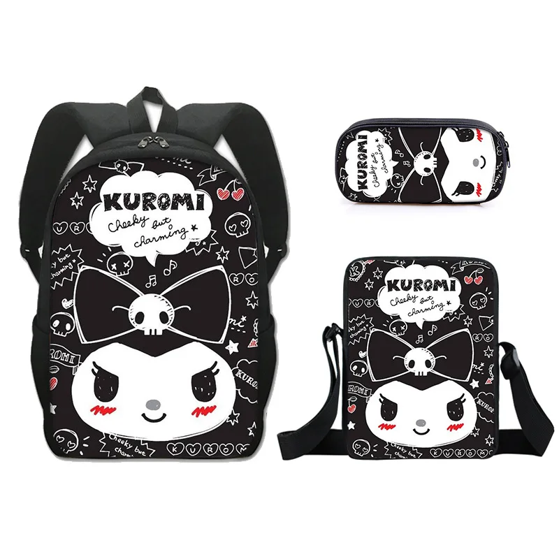 Mochila Kawaii Kuromi de gran capacidad, bolsa cuadrada de Cinnamorol, Anime, cosplay, bolsa de viaje, regalo escolar para estudiantes y niñas, 3 piezas