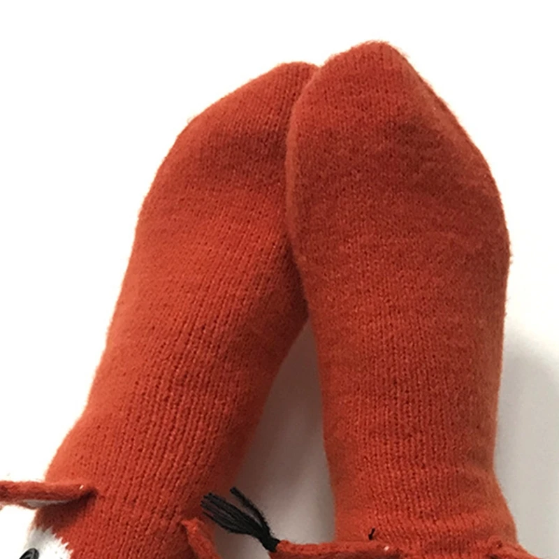 Unisex Novelty Cartoon Slipper Socks Crochet Knit Funny Squirrel 3D Ears Hosiery 37JB