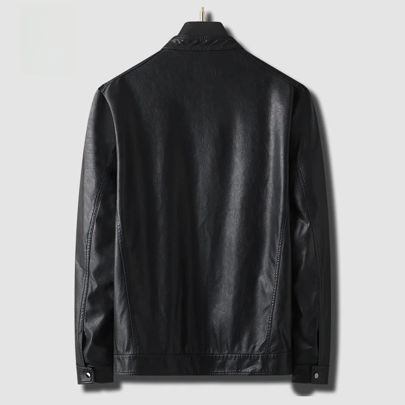 Plus size Men's Leather Coat Lard-bucket plus Size Windproof Stand Collar PU Jacket Autumn Fat Man Outerwear Tide