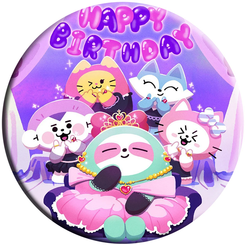 KPOP ITZY MDZY мультяшный круглый жестяной значок брошь с зеркальной подвеской брелок