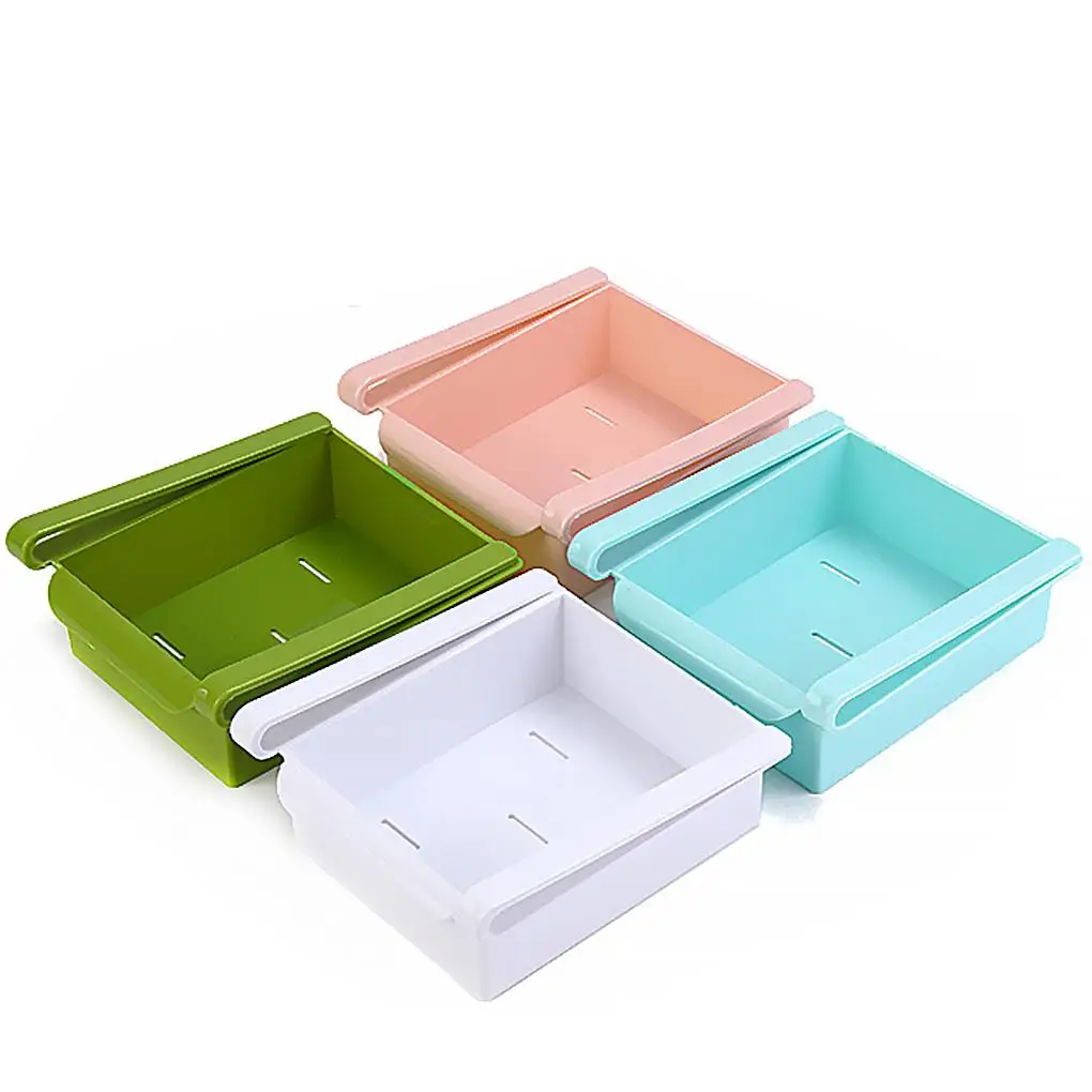 

Kitchen Fridge Freezer Slide Drawer type Space-saving Storage Organizer Rack Shelf Holder Storage Boxes Plastic Box