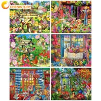 chenistory modern painting by numbers for adults acrylic paints canvas painting flowers gardens coloring by number home decors