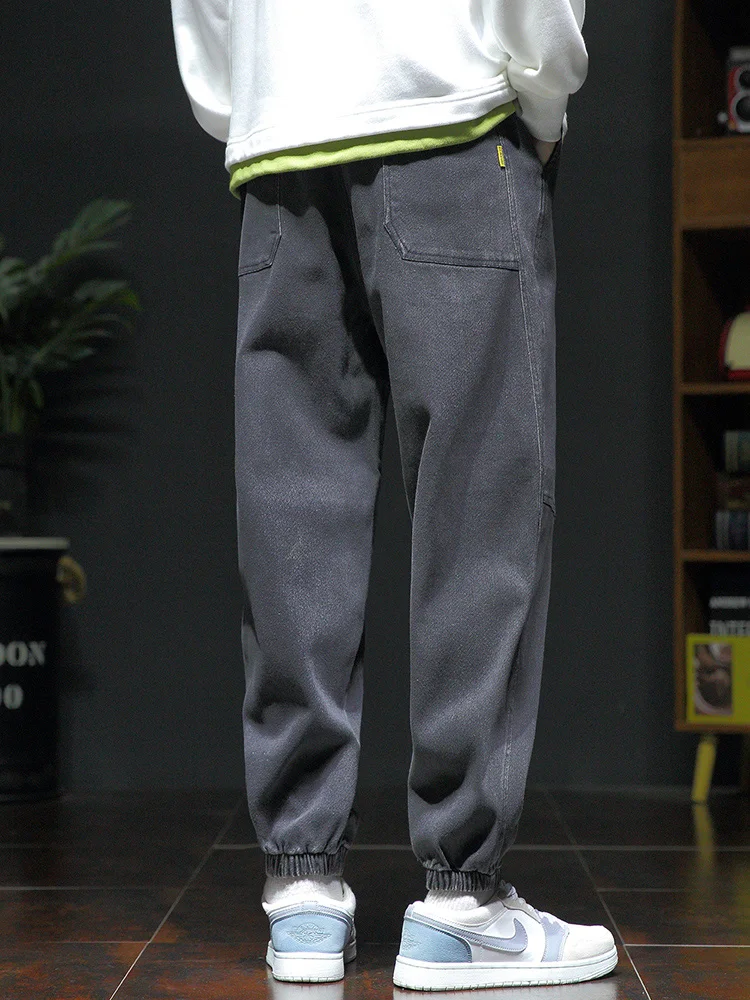 2023 New Fashion Streetwear Baggy Drawstring Jean Trousers Loose Patchwork Denim Jogger Pants Mens Big Size 5XL