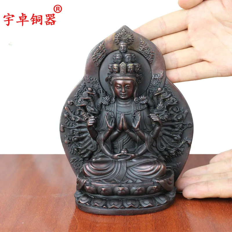 

Yuzhuo Bronze Pure Copper Guanyin Brass Guanyin Thousand-Hand Kwan-Yin Guanyin Bodhisattva/Buddha Statue Crafts Ornaments