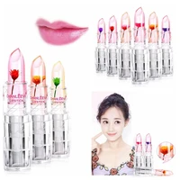 waterproof gloss makeup beauty long lasting lip balm crystal jelly temperature color changing flower lipstick