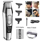 Kemei Мужская электрическая машинка для стрижки волос триммер для бороды Аккумуляторная ЖК-дисплей Беспроводная профессиональная машинка для стрижки волос инструмент для стрижки 5