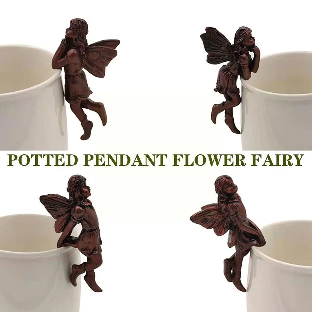 Полимерные крылатые цветы Сказочная скульптура подвеска в горшке для растений