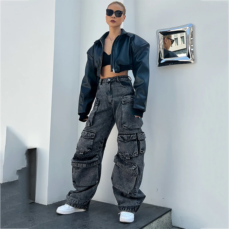 Y2K Wide Leg Pants Jeans 2023 Summer Casual Pants Women Retro Street Hip Hop overalls Fashion High Waist Women Jeans washable
