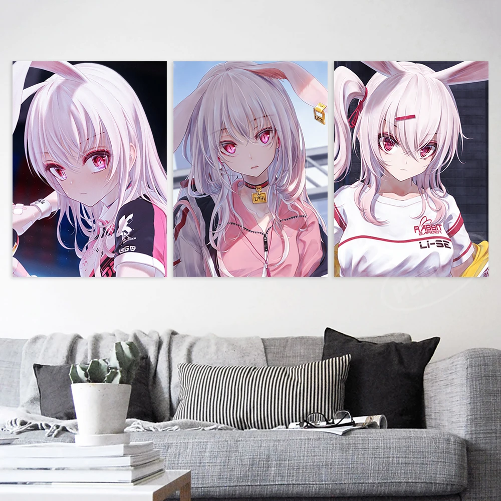 

Home Decoration Two-Dimensional Canvas Rabbit Ears Painting Girl Pictures Wall Art Anime Hd Prints Gift Poster For Living Room