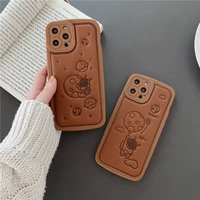 leather astronaut cute caramel brown soft phone case for iphone 11 12 13 pro xs max 7 8 plus x fashion spaceman coque shell