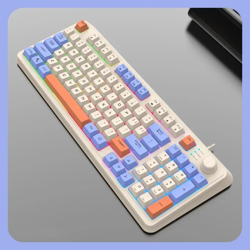 K82 Mechanical Gaming Keyboard RGB Light Gamer Keypad 94Keys USB Port Hotswap Wired for Notebook Laptop Desktop