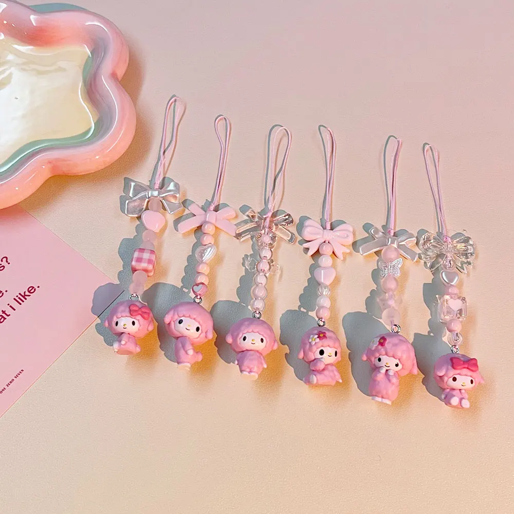 

Anime Sanrio Keychain Kawaii Melody Lamb Cartoon Pendent Beaded Chain Cute Bag Accessory Phone Case Decoration Exquisite Gift